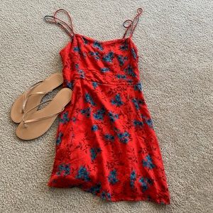 Red floral sundress